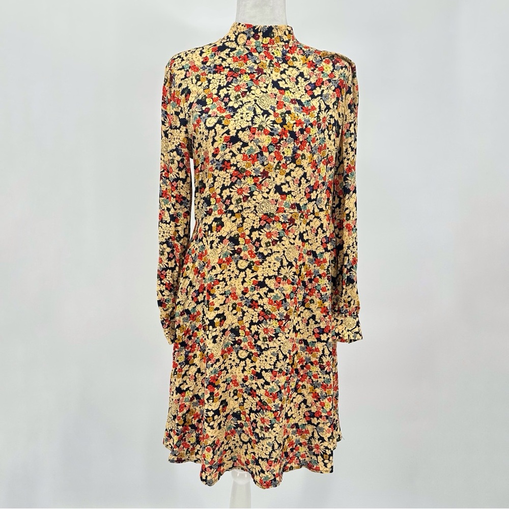 Chelsea & Theodore Floral Long Sleeve Mock Neck Dress Multicolor Size Small NWT
